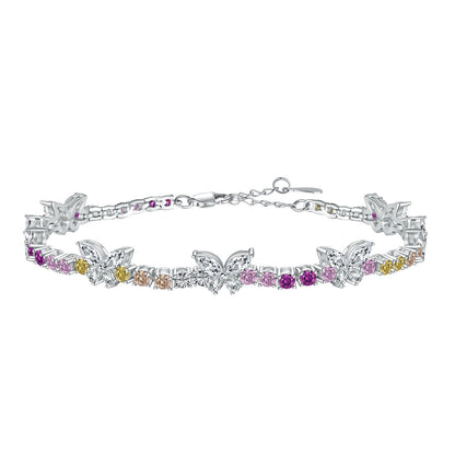 [Vivid Aurora]Ornate Colorful Butterfly Shape Round Cut Daily Bracelet