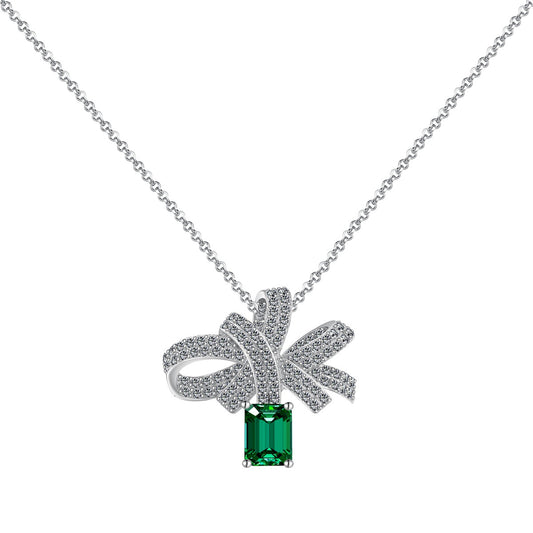 [Vivid Aurora]Luxurious Flower Shape Emerald Cut Necklace